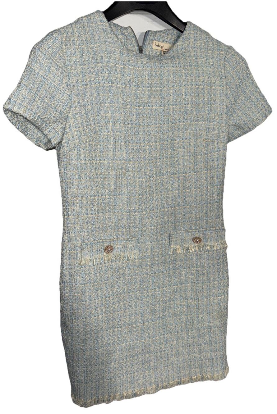 Bebop Blue Sparkle Tweed Mini Dress Medium